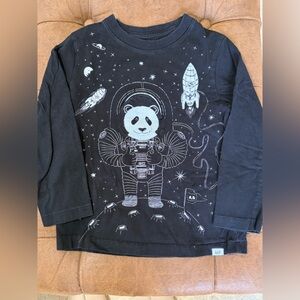 GAP GLOW IN DARK Black Long Sleeve Astronaut Bear Shirt